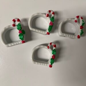 🌲 Vintage candy cane holiday Christmas napkin rings set of 4